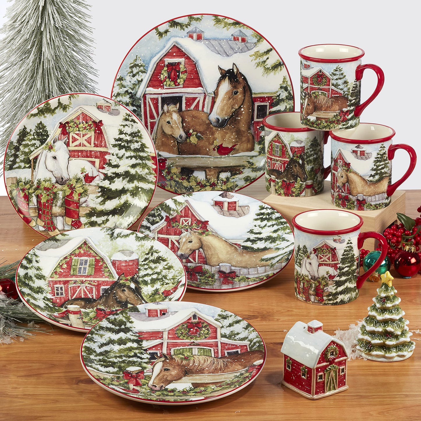 Certified International Homestead Christmas 3-D Cookie Jar, 64 oz.