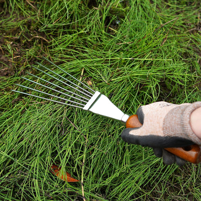 Japanese Hand Rake Garden Tool - Japanese Steel with Wood Handle - Small Rake for Leaves, Handheld Garden Cleaning Tool - Made in Japan