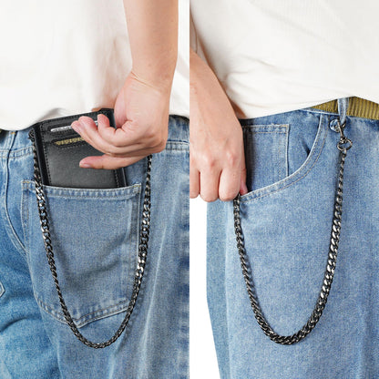 furid Genuine Leather Wallet with Chain: Trifold with RFID Blocking - Zipper Coin Pocket & Anti-Theft Chain - Biker Wallet for Motorcycle Outdoor - Gift for Father Husband