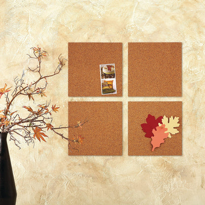 Quartet Cork Tiles, Bulletin Board Cork Panels 12" x 12" x 3/16", Natural, 4 Pack (102)
