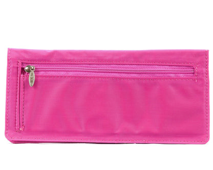 Big Skinny Women's Leather Executive Bi-Fold Checkbook Wallet, Holds Up to 40 Cards,Lightweight, Fuchsia