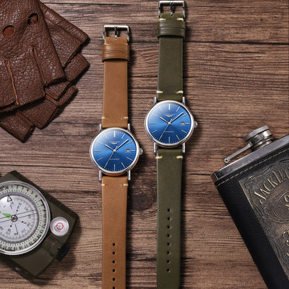 Getalia Italian leather Watch Band Tuscany Natural Vegetable-Tanned Top Grain Genuine Leather, Quick Release Replacement Watch Straps for Men and Women (width：21mm light Brown)