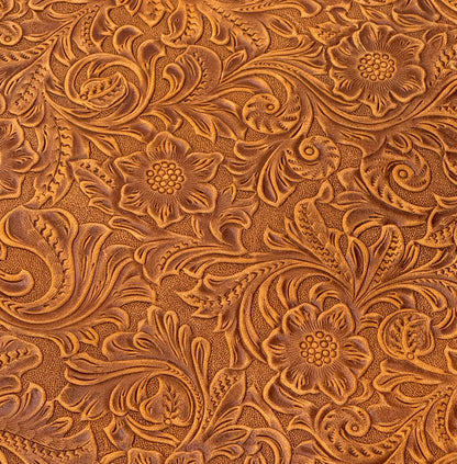 Western Style Bump Texture Geometric Pattern 2.0mm(5-5.5oz) Genuine Leather Sheet, Floral Tooling Craft Leather for DIY Projects (Bourbon Brown | Pattern 12"x24")