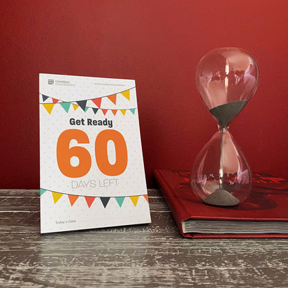 60-Day Event, Goal & Special Occasion Tear Away Count Down Calendar - 5.75"x3.75" - Colorful Flags & Built-in Stand - Special Event Countdown Calendar for Goals - Motivational Daily Reminder for Home