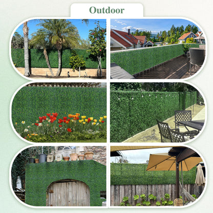 ODTORY Artificial Greenery Grass Wall Panel, 10x10 Inch 6-Pack (4.2 sqft), UV-Anti Fake Ivy Fence Privacy Screen Green Boxwood Covering for Indoor and Outdoor Home Wall Decor