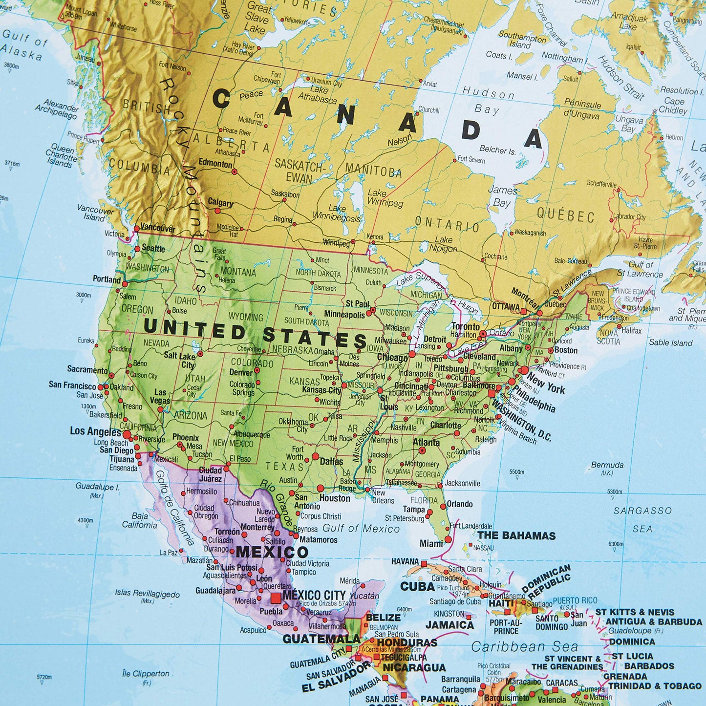 Maps International World Wall Map - Map of The World Poster - 23 x 33 - Front Lamination - Updated 2025