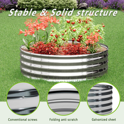 DIIYIV 2x2x1.3ft Galvanized Raised Garden Bed, Planter Raised Garden Beds Outdoor, Round Clearance Raised Garden Beds for Gardening Vegetables