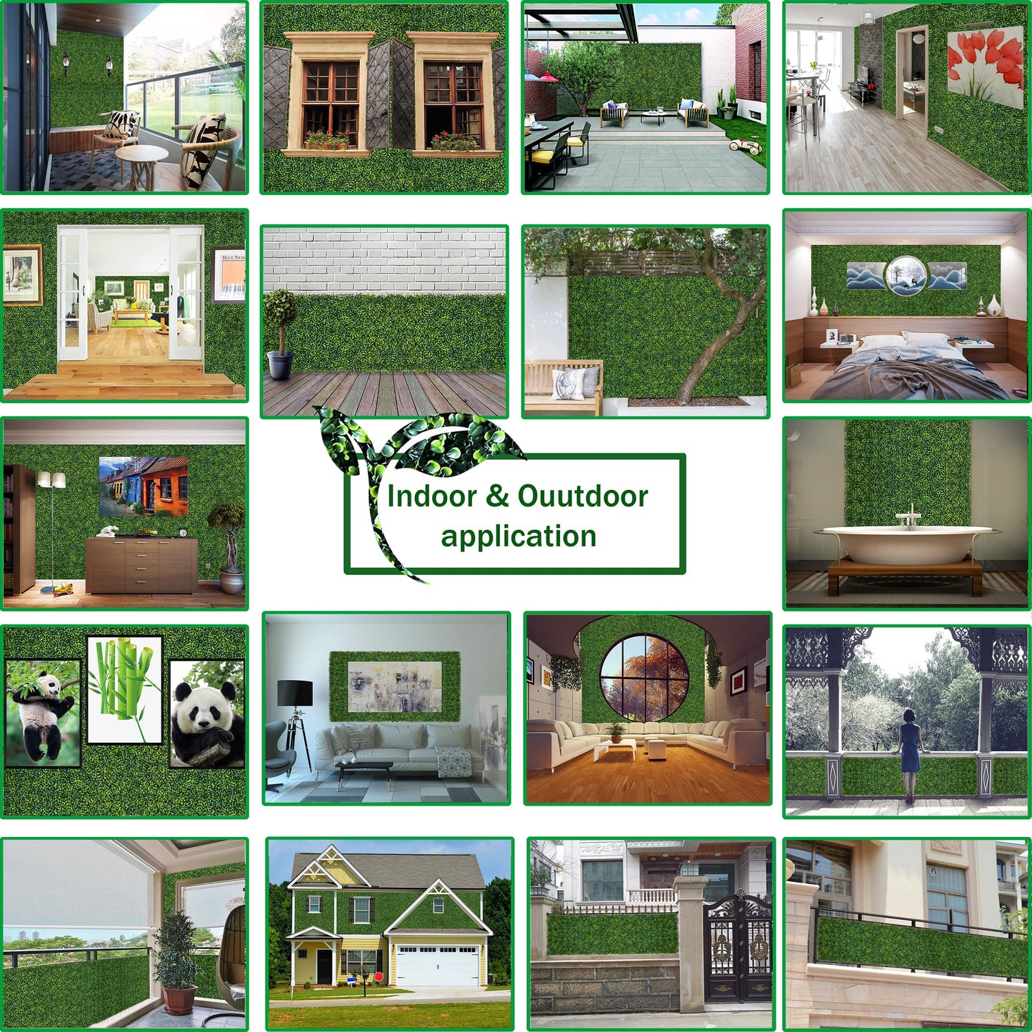 ODTORY Artificial Boxwood Roll Panels: 5FT X 10FT (50 sqft) UV-Anti Artificial Ivy Privacy Fence Wall Screen for Indoor Outdoor Green Grass Wall Decor & Ivy Fence Covering Privacy