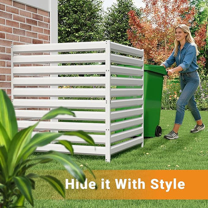 CJF Outdoor Privacy Screens, 42" H x 38" W Metal Air Conditioner Fence Panels, Pool Equipment Enclosure, Trash Can Screens Fence Kit for Outside Backyard Patio(Withe/1-Panel)