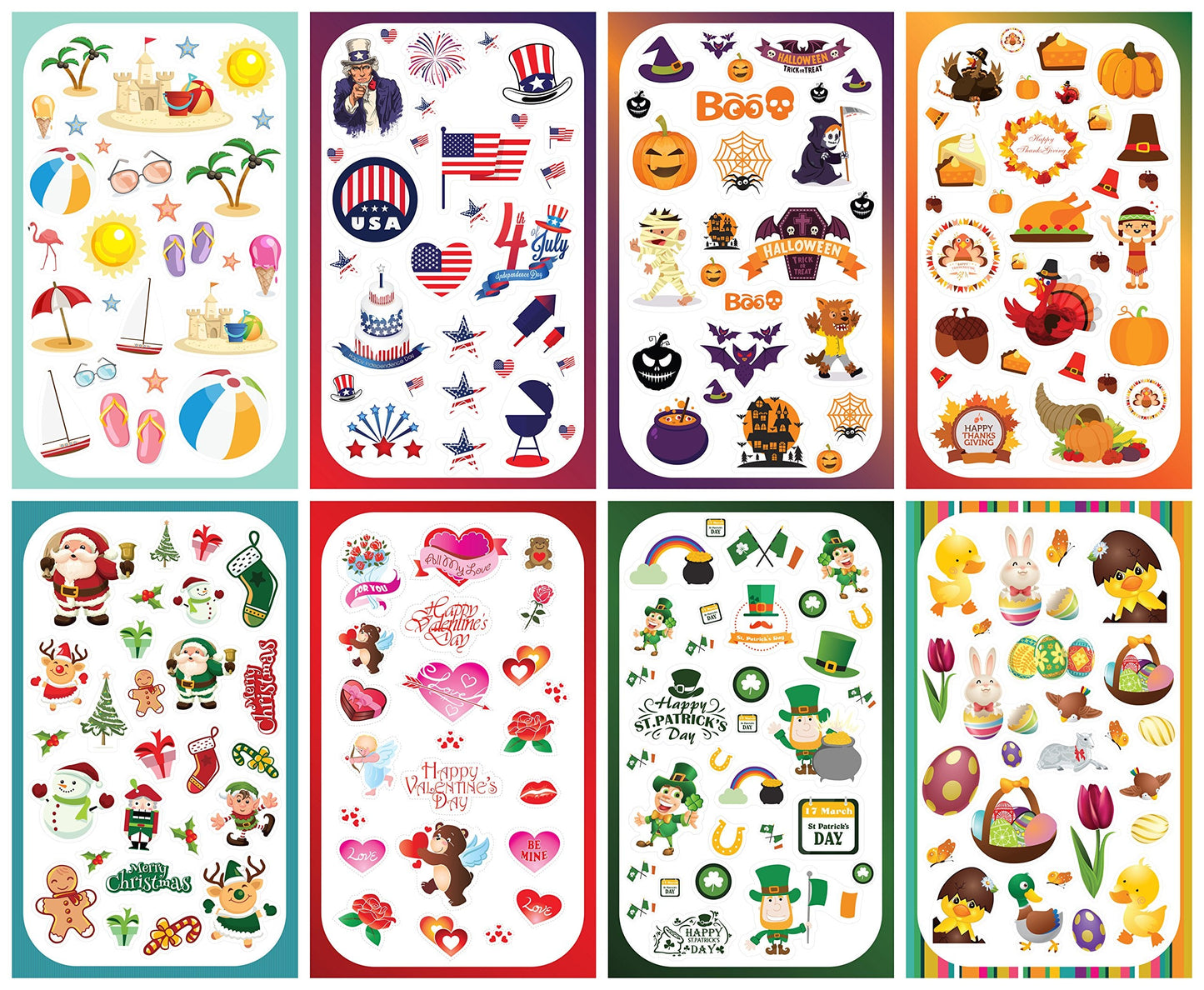 Year-Round Holiday Stickers Variety Pack: Fun Assortment of Designs for a Whole Year (400+ Stickers)