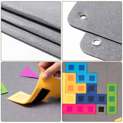 WATINC Shapes Teaching Felt Board Set - 64Pcs Large 3.5 Ft Montessori Preschool Learning Toy, Interactive Tangrams Storytelling Flannel Set for Toddlers, Early Learning Wall Hanging Kit for Classroom