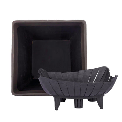 Alpine Corporation Indoor Outdoor Textured Stone Look Squared Planters, Medium, Large - Set of 2