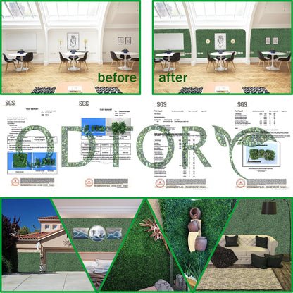 ODTORY Artificial Grass Wall Panel Backdrop,10" X 10" 12P(8.4 sqft) UV-Anti Greenery Boxwood Panels for Indoor Outdoor Green Wall Decor & Ivy Fence Covering Privacy