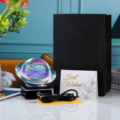 3d Solar System Model Galaxy Crystal Ball 80mm 3.15inch - Saturn Shape Outer Space Astronomy Gifts Room Decor Unique Gifts For Men Him Birthday Dad Physics Science Teacher Night Light Planet Lamp