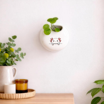 BJDAMAI Axolotl Small Wall Planters for Indoor Outdoor Pots Ceramic, Gifts for Women Teens Girls Kids, Axolotl Lovers Themed Gifts Decor Stuff Things Items!