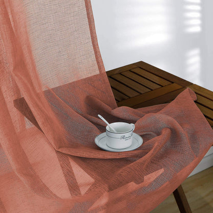 KOUFALL Sheer Boho Curtains for Bedroom 2 Panels,Window Treamtments Rod Pocket Bohemian Curtains for Living Room 96 Inches Long,Rust Orange Terracotta