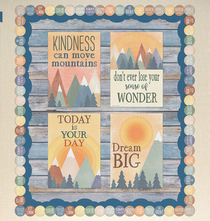 Beachwood Better Than Paper® Bulletin Board Roll, 4 feet x 12 feet and Teacher Created Resources Moving Mountains Bulletin Board Roll Bundle