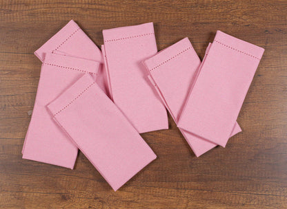 Goroly Home Decorative Cloth Dinner Napkins Hemstitched, Wedding, Cocktail & Party Napkins, Mitered Corners, Machine Washable, 12 Elegant Table Napkins for Special Occasions - 18x18 Inch - Baby Pink