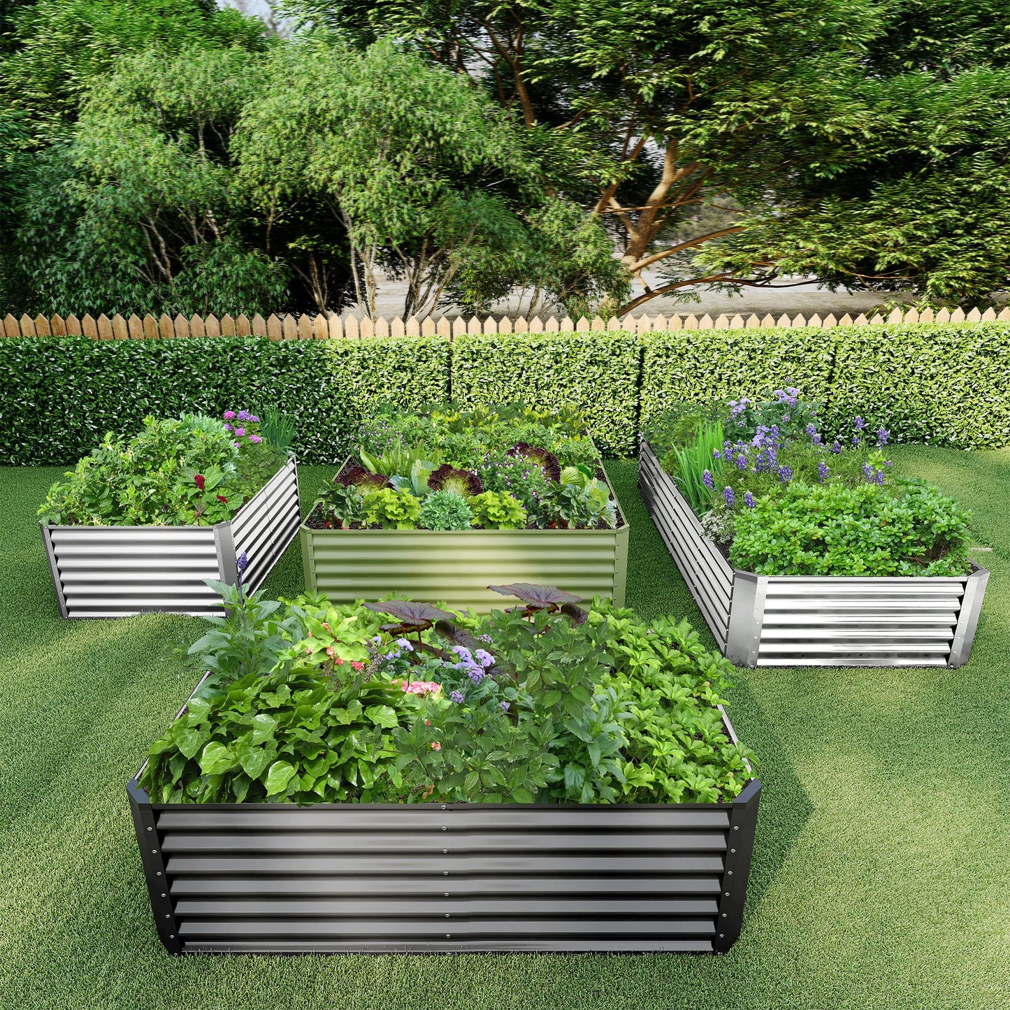 Ayen Guard 6x3x2FT Galvanized Raised Garden Bed,Galvanized Planter Boxes Outdoor, Large Metal Raised Garden Beds for Vegetables-Green