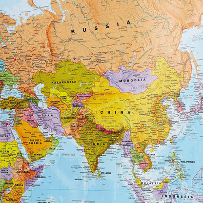 Maps International Giant World Map Poster - Mega-Map of The World - Front Sheet Laminated - 46 x 80 - Updated 2025