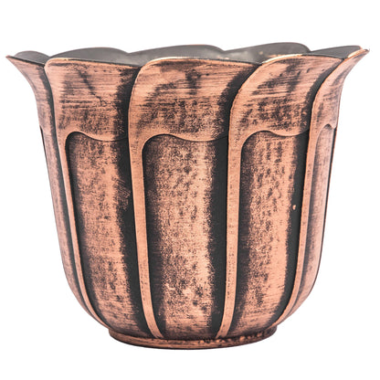 Plastic-Plant-Flower-Planters-8 Inch With Drainage Hole Lightweight Small Rustic Flower Pot Indoor Outdoor, Retro Antique Imitation Decorative Garden Containers Sets For House Plants (Copper)