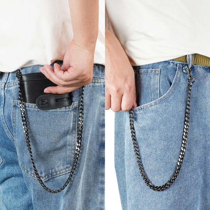 furid Genuine Leather Chain Wallet: Bifold Zipper Coin Pocket with Anti-Theft Chain - RFID Blocking Biker Wallet for Men - Gift for Father Husband Motorcycle Outdoor Use