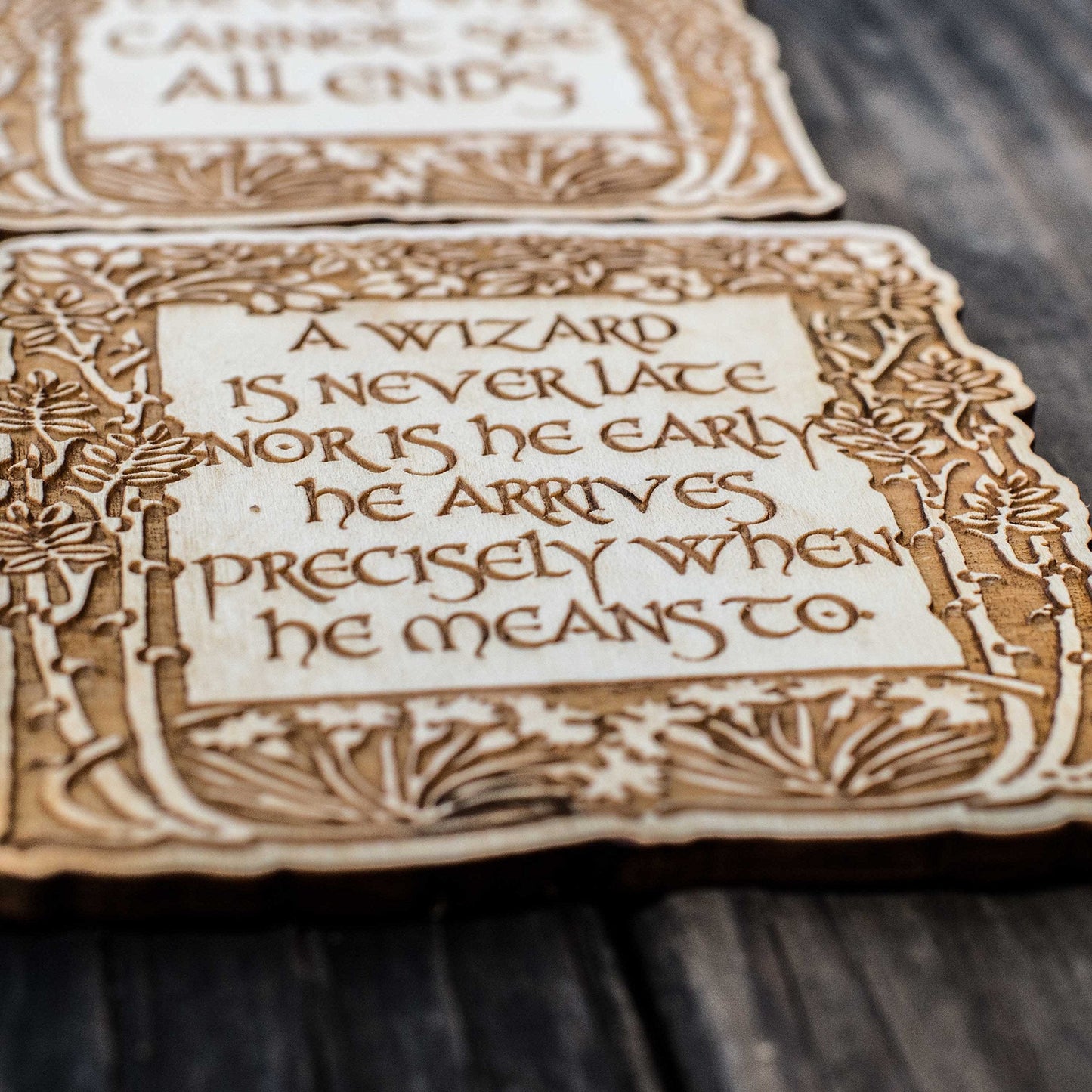 Coasters - Fantasy Quotes Coaster Set of 6 Raw Wood