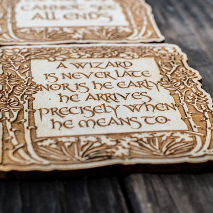 Coasters - Fantasy Quotes Coaster Set of 6 Raw Wood