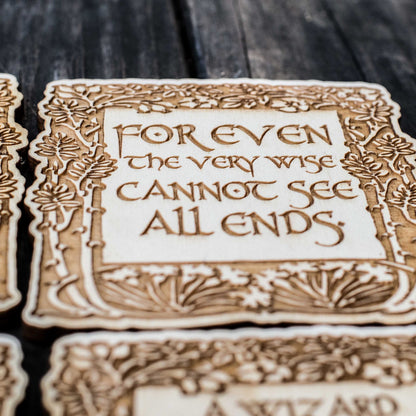 Coasters - Fantasy Quotes Coaster Set of 6 Raw Wood