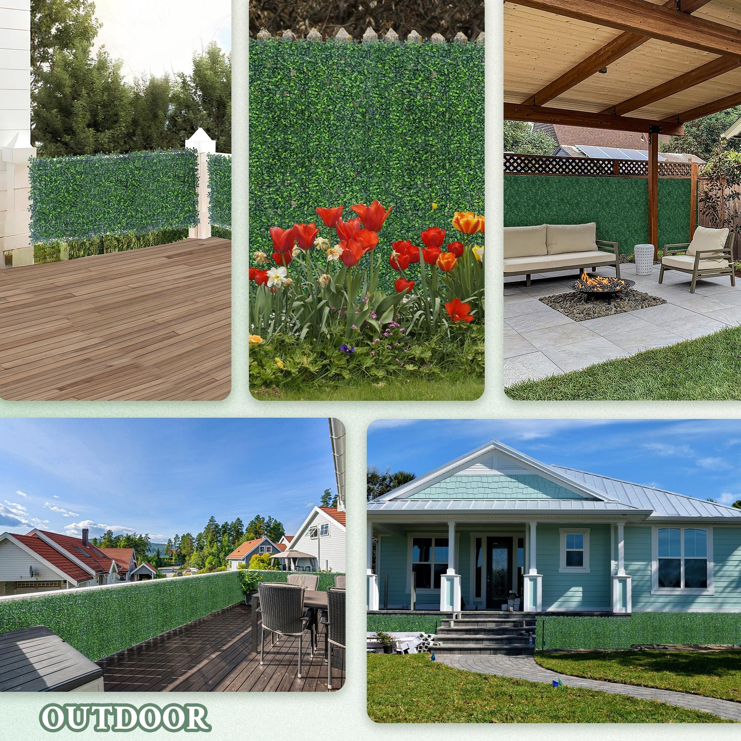 ODTORY Artificial Boxwood Wall Panels 20x20 inch 8Pcs, UV-Anti Faux Greenery Grass Hedge for Privacy Screen，Fake Ivy Plant Fence for Outdoor Garden, Backyard, Balcony, and Indoor Home Decoration