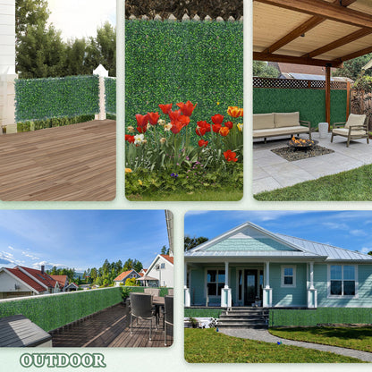 ODTORY Artificial Boxwood Wall Panels 20x20 inch 14Pcs, UV-Anti Faux Greenery Grass Hedge for Privacy Screen，Fake Ivy Plant Fence for Outdoor Garden, Backyard, Balcony, and Indoor Home Decoration