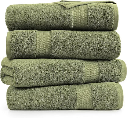 LANE LINEN 100% Mercerized Cotton Bath Sheet Set of 4