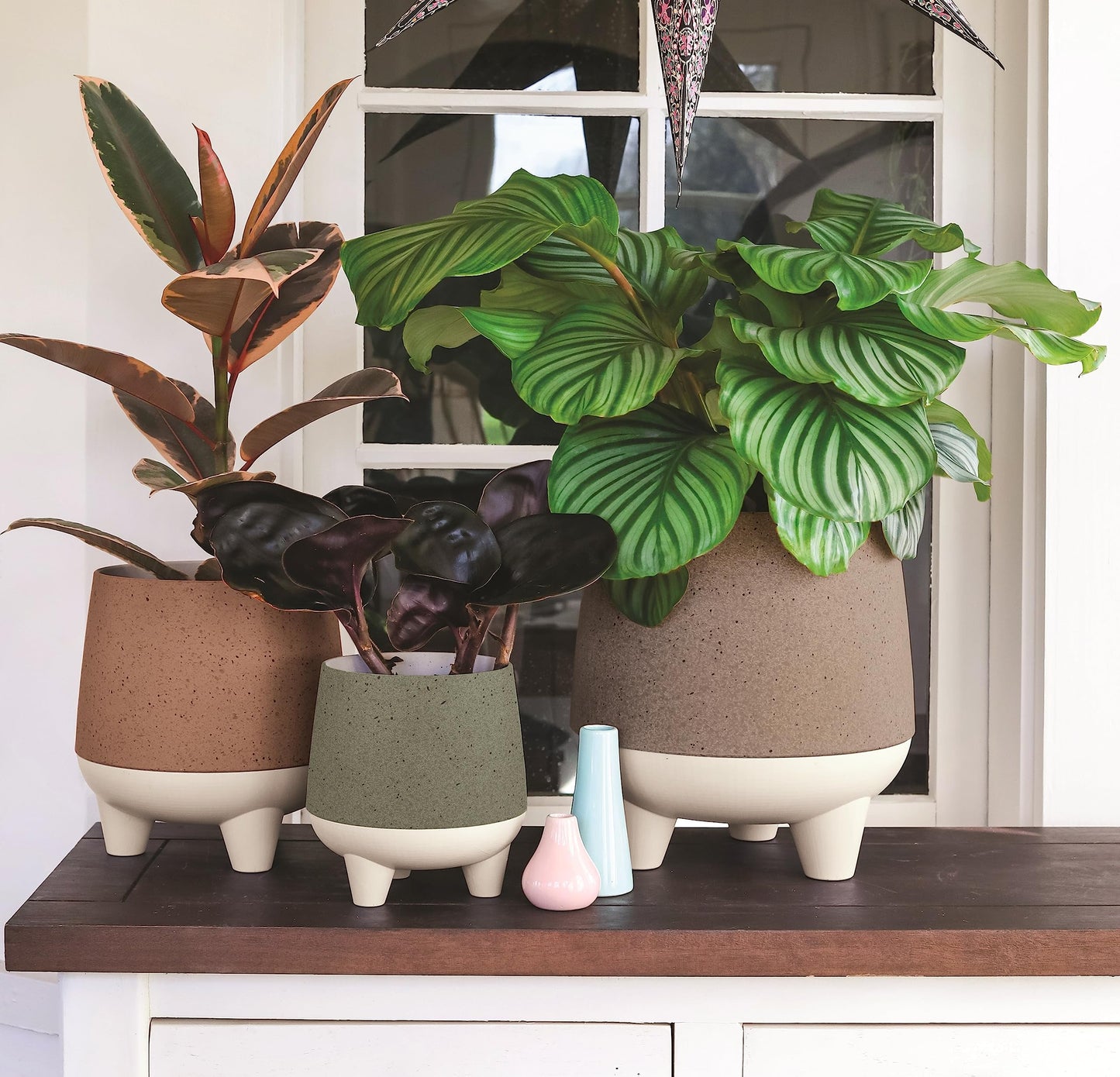 The HC Companies 10 Inch Orion Self Watering Planter - Lightweight Indoor Plastic Plant Pot for Herbs and Flowers, Muted Clay