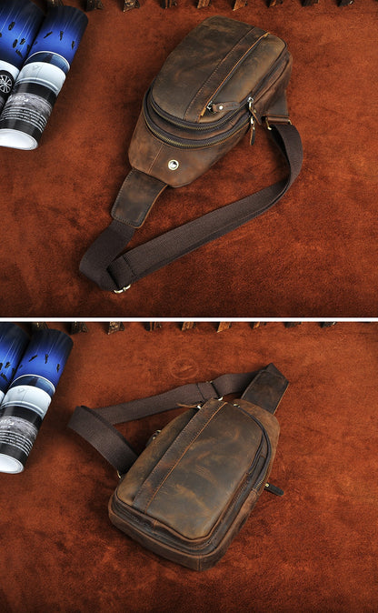 Le'aokuu Mens Outdoor Casual Travel Hiking Crossbody Chest Sling Bag One Shoulder Strap Bag Backpack