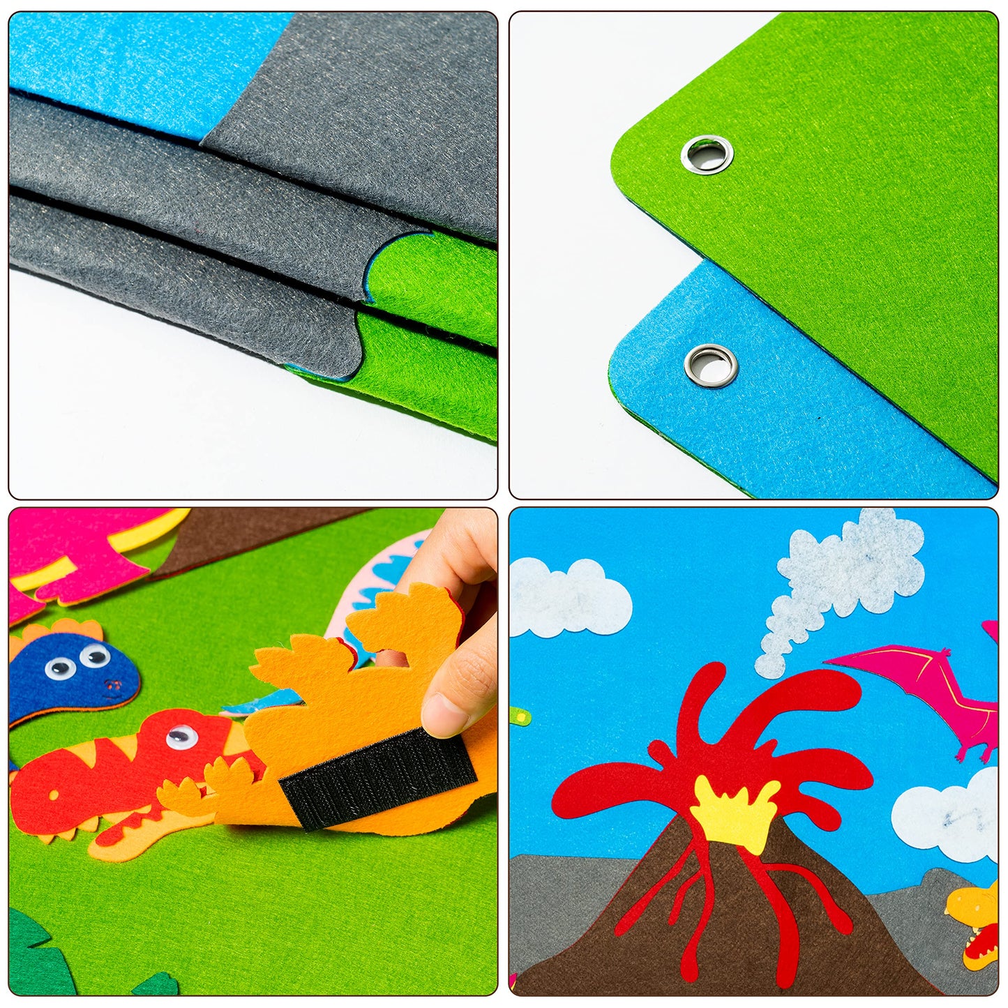 WATINC Dinosaur Felt Board Stories Set - 37Pcs 3.5Ft Dinosaur Classification Storytelling Kit, Preschool Early Learning Flannel Board with Roar Volcano Theme Wall Hanging for Classroom Homeschool