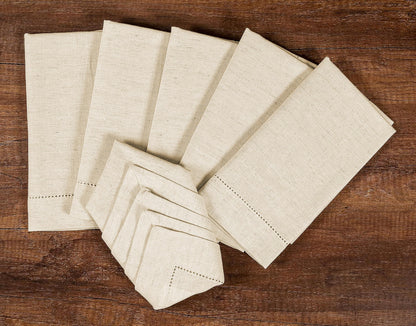 Flax Linen Napkins Set of 12-18x18 Inch Reusable Cloth Dinner Napkins - Natural Color Table Napkin for Dining, Wedding, Parties, Mothers Day, & Everyday Use - Soft, Durable, Eco-Friendly Fabric