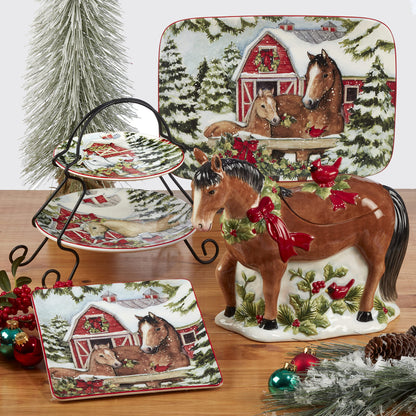 Certified International Homestead Christmas 3-D Cookie Jar, 64 oz.