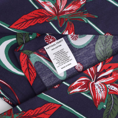 Cloth Napkins10 Pc Cotton Napkin Printed Inch Printed Home Decor Indian Eco Friendly Napkins for Halloween, Thanksgiving, Holiday Daily wedding uses Mix Lot Dinner (BLUE FLORAL, 17 X17 IN)