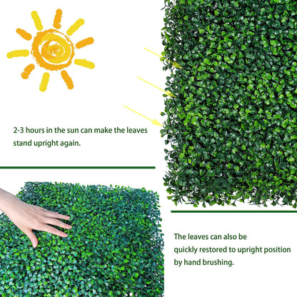 ODTORY Artificial Grass Wall Panel Backdrop,10" X 10" 12P(8.4 sqft) UV-Anti Greenery Boxwood Panels for Indoor Outdoor Green Wall Decor & Ivy Fence Covering Privacy