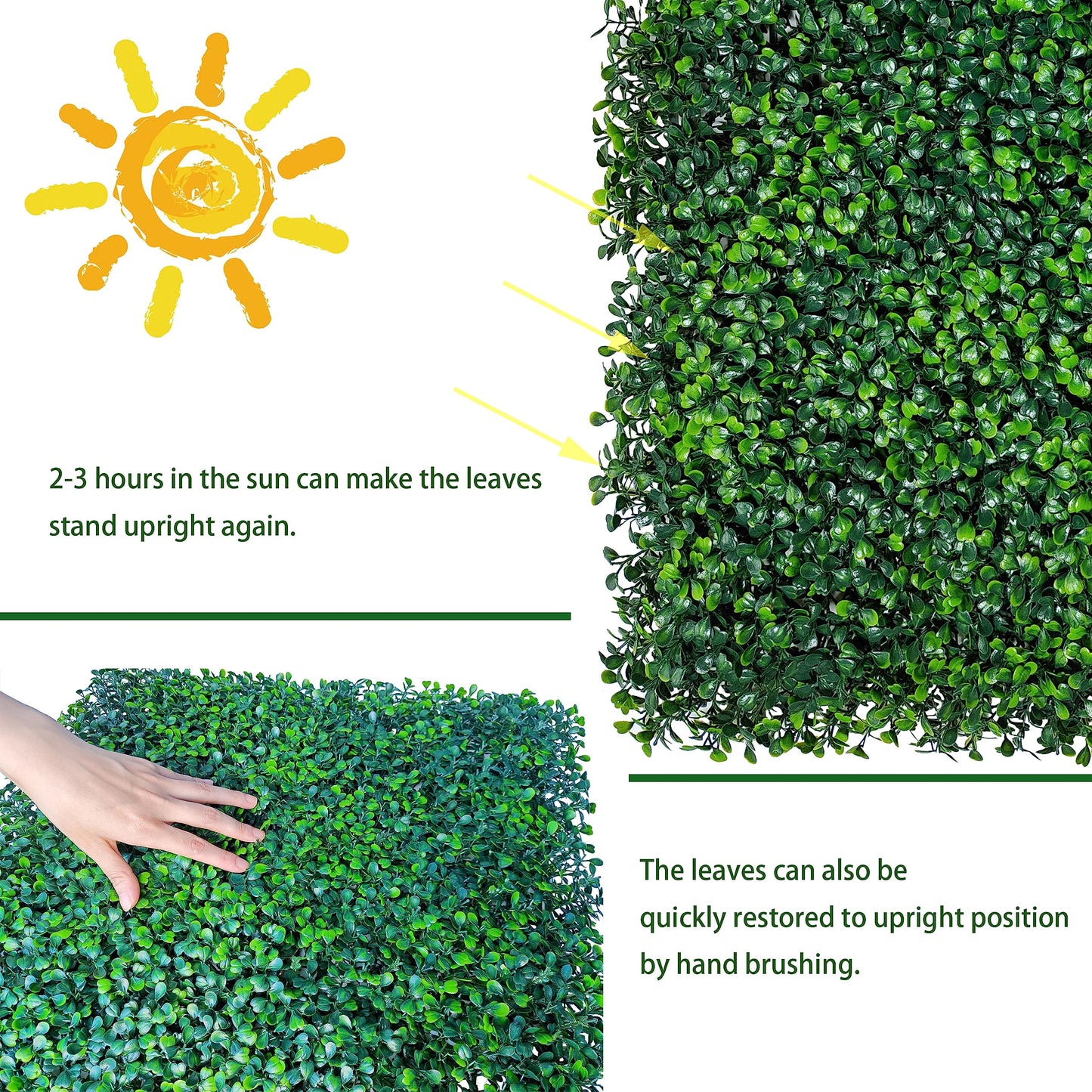 ODTORY Artificial Grass Wall Panel Backdrop,10 X 10 in 24P(16.8 sqft) UV-Anti Greenery Boxwood Panels for Indoor Outdoor Green Wall Decor & Ivy Fence Covering Privacy