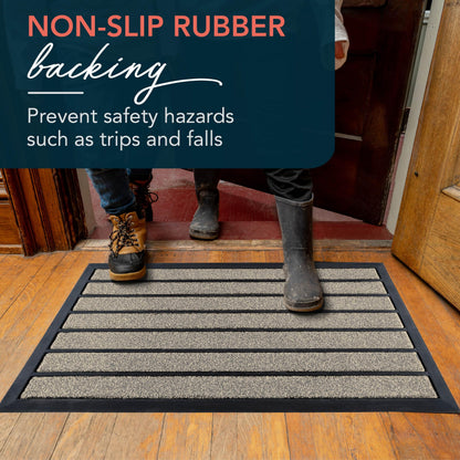 ubdyo Extra Durable Door Mat - Dirt Trapping Outdoor Welcome Mats - Non-Slip Outdoor Indoor Entrance - Low Profile Front Doormat (30" x 17", Bright Beige)