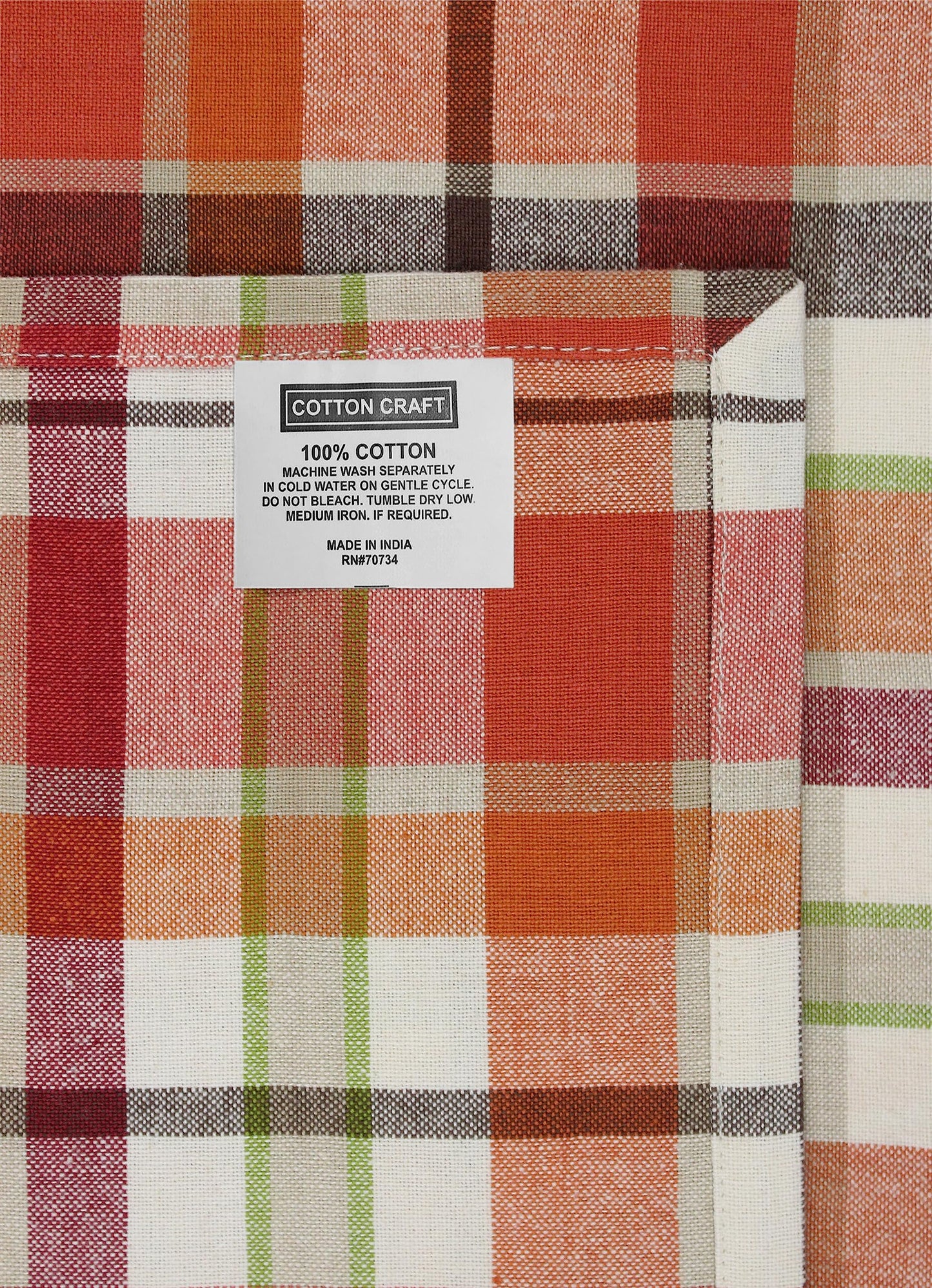 COTTON CRAFT Harvest Plaid Cloth Napkin - Set of 12 Pure Cotton Dinner Napkins - Everyday Fall Halloween Thanksgiving Holiday Party Table Napkin Gift - Reusable Napkin - 17x17 - Rust Orange Multi