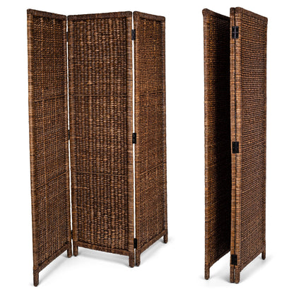 BIRDROCK HOME 3 Panel Seagrass Room Divider - Brown Wash - Folding Sections - Partition Screen - Hand Woven Abaca - Home Decor
