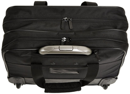 Amazon Basics 15.6" Rolling Laptop Bag for Travel and Business, Briefcase with Wheels, Adjustable Locking Handle, Black