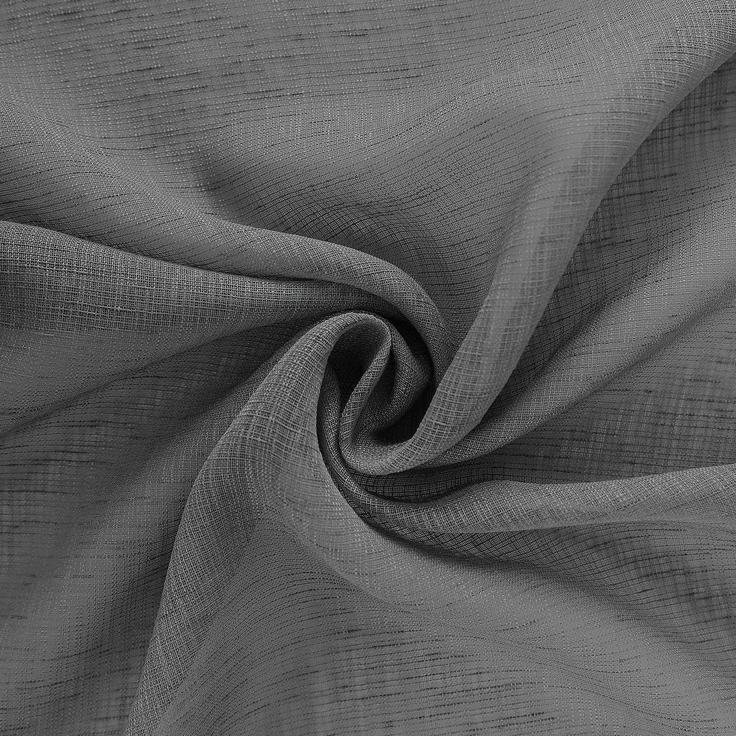 Charcoal Grey Linen Look Sheer Curtains 63 Inch Length for Kitchen 2 Pack Rod Pocket Breathable Airy Gray Curtains for Bathroom Window Laundry Canopy Sitting Room Reading 52x63 Inches Long Dark Grey