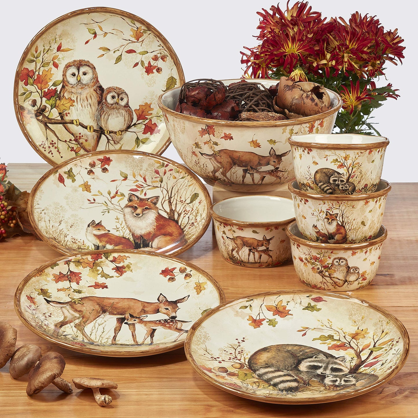 Pine Forest 3-D Owl Cookie Jar with Lid – 60 oz. Ceramic Autumn Storage Canister – Woodland Cabin Kitchen Decor – Great for Fall Cookies, Treats, Snacks & Rustic Holiday Gifting – 7.75"x6.5"x9.875"