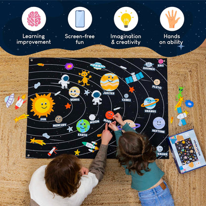 BONNYCO Solar System for Kids Toys with 61 Felt Figures. Space Montessori Toys, Girls Boys Birthday Gifts Planets. Felt Board for Toddlers Story, Educational Kids Gifts 3 4 5 6 7 8 Years, Christmas