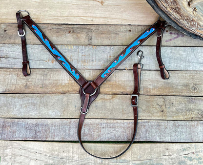 Hulara Top Grain Buff Leather Western Bridle and Breast Collar Set Tooled Headstall and Horse Breastcollar Western Tack Set Horse Breast Collar Western Bridle Sets Horse Headstall and Breast Collar