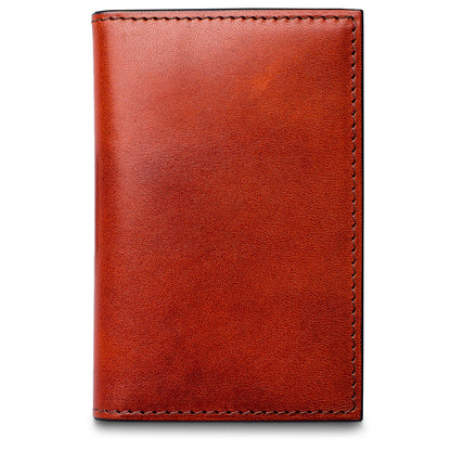 Bosca Men's Leather Card Holder Wallet – Italian Full Grain Vegetable Tanned Credit Card Case – 6 Card Slots, 2 Receipt Wells – Classic Glossy Finish – Gift-Ready Packaging - Cognac Brown