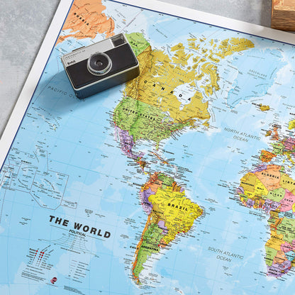 Large World Wall Map (political) - with flags (Large World Map with Flags - 33 x 47 inches